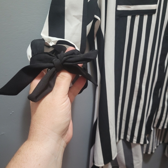 Nygard Black and White Striped Shirt L - Picture 4 of 8